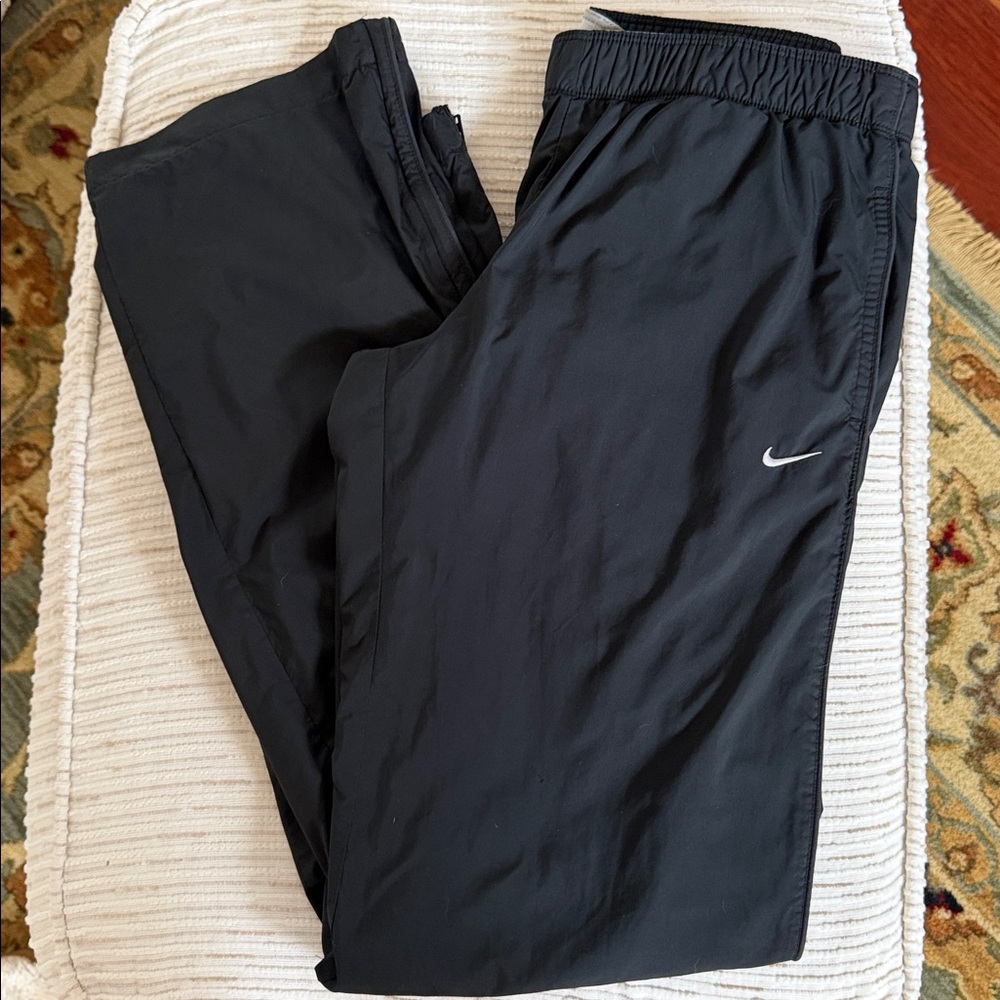 Vtg Nike Black Mesh Lined Track Pants Y2K Sporty Tall Small Long